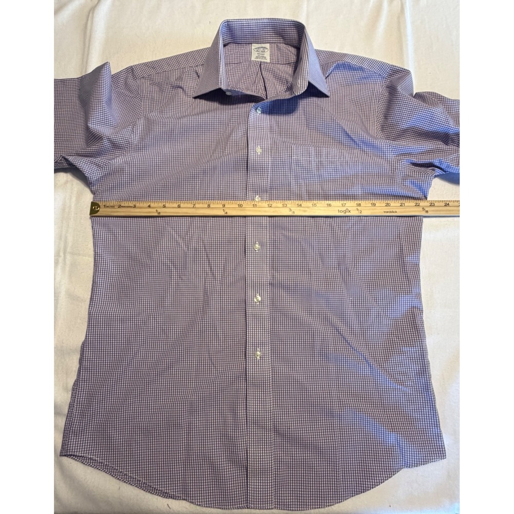 Brooks Brothers Regent Dress Shirt Mens 16.5 36 Purple Gingham Supima Cotton - Picture 5 of 6